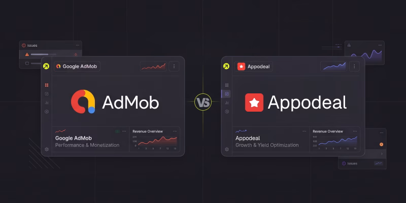 Google AdMob vs Appodeal comparison chart.