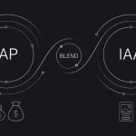 Diagram illustrating a hybrid monetization strategy blending In-App Purchases (IAP) and In-App Advertising (IAA) for mobile apps in 2026.