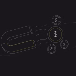 Illustration of a magnet attracting currency icons, symbolizing user acquisition and app monetization alignment.