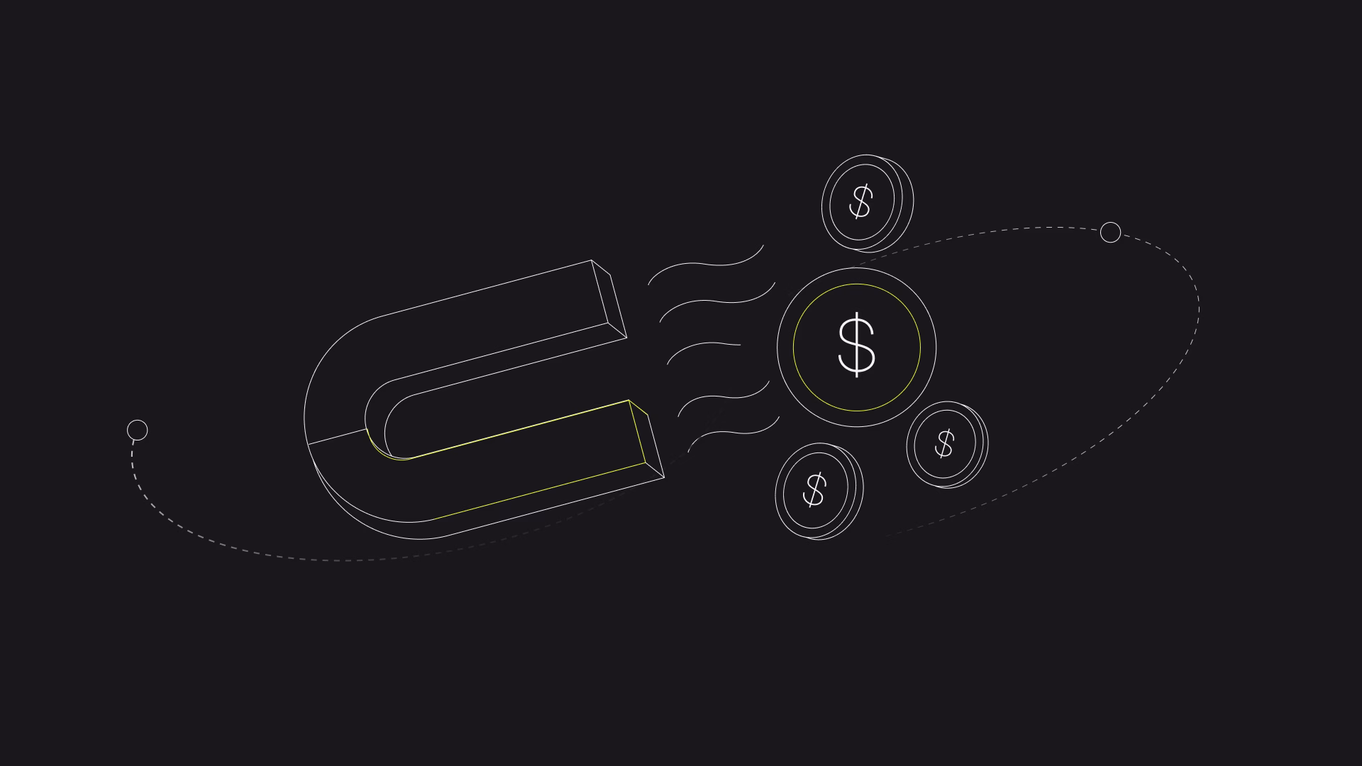 Illustration of a magnet attracting currency icons, symbolizing user acquisition and app monetization alignment.