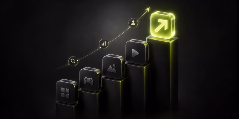CAS.AI mobile ad mediation dashboard glowing analytics graphic on dark background